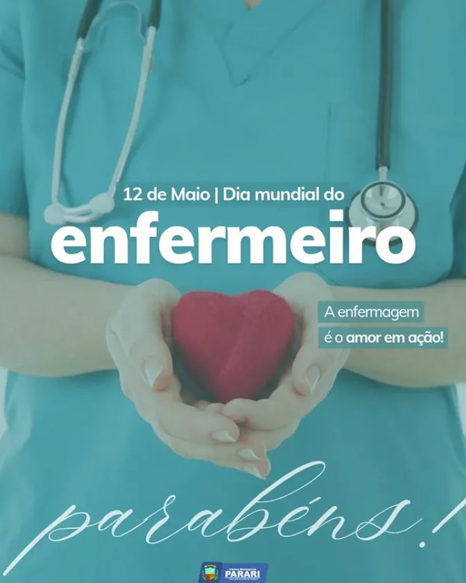Em nome da Câmara Municipal de Parari, prestamos nossa homenagem e reconhecimento a todos os enfermeiros e enfermeiras que exercem sua profissão com dedicação, cuidado e amor ao próximo. Parabéns pelo seu dia!